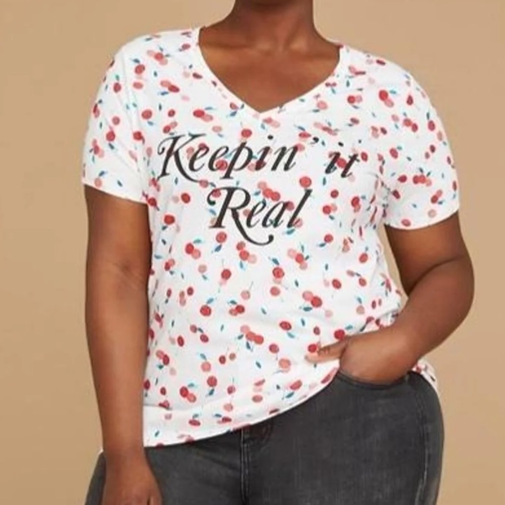 LANE BRYANT Cherry Print Graphic Tee 14/16